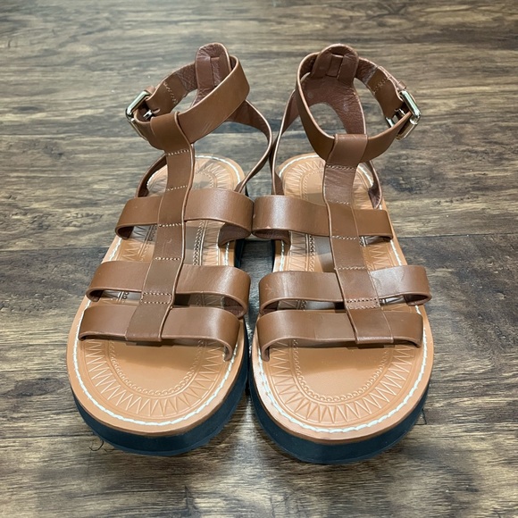 ZARA TAN LEATHER FISHERMAN SANDALS  SZ. 7 - Picture 4 of 6
